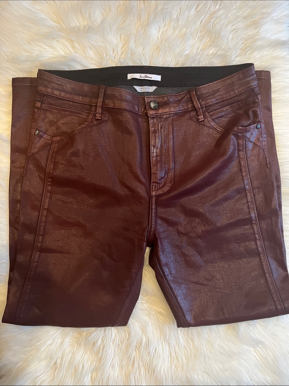 Sam Edelman Metallic Burgundy High-Rise Skinny Pants